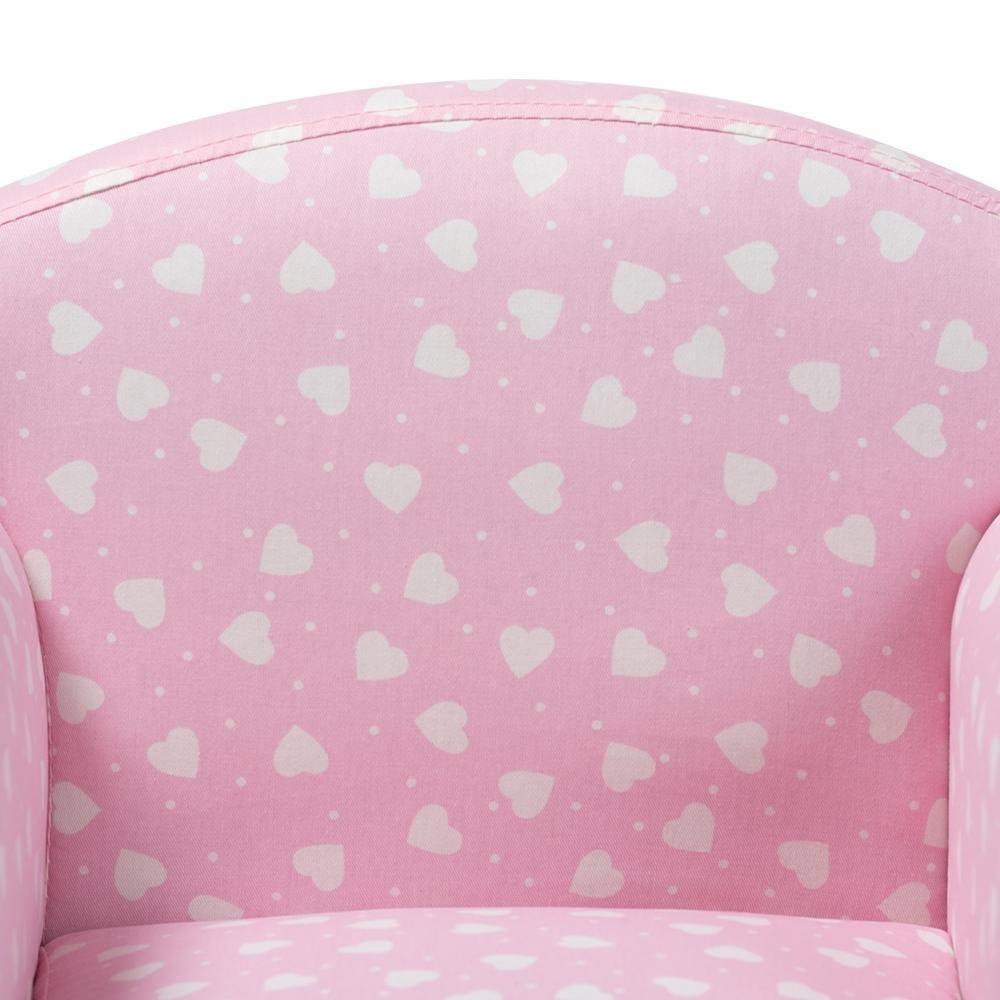Erica Modern and Contemporary Pink and White Heart Patterned Fabric Upholstered Kids Armchair FredCo