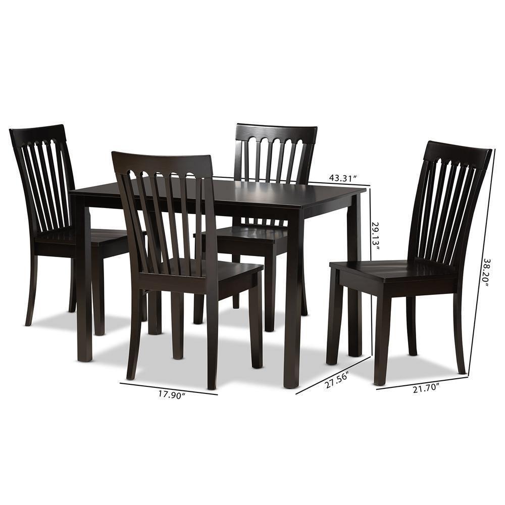 Erion Modern and Contemporary Dark Brown Finished Wood 5-Piece Dining Set FredCo