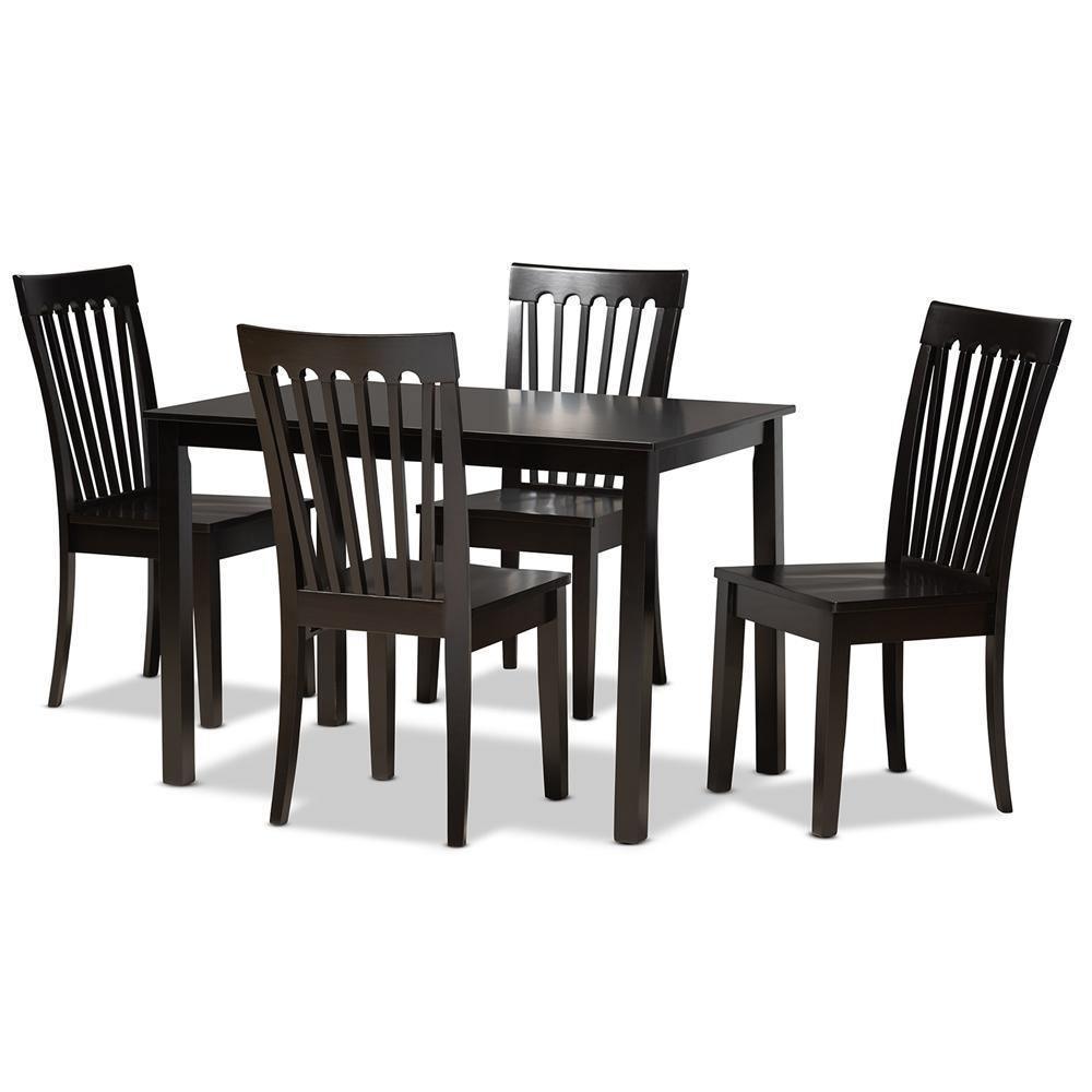 Erion Modern and Contemporary Dark Brown Finished Wood 5-Piece Dining Set FredCo