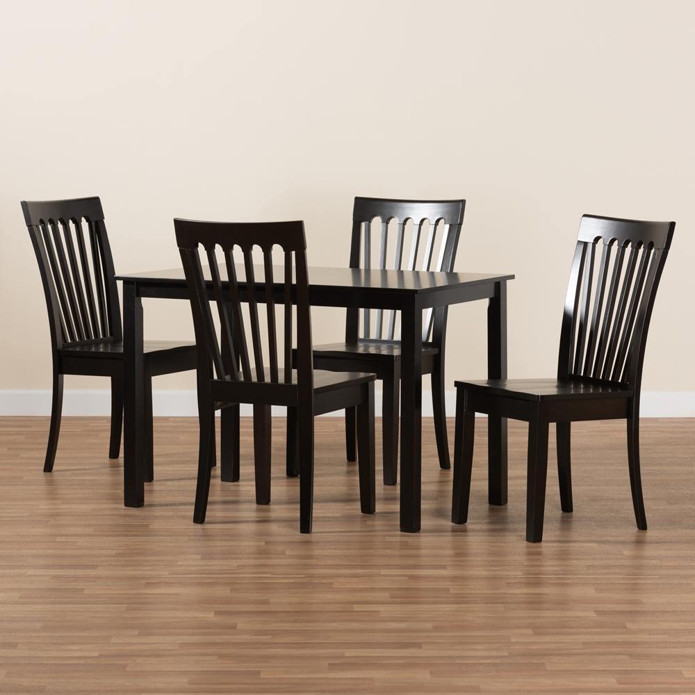 Erion Modern and Contemporary Dark Brown Finished Wood 5-Piece Dining Set FredCo