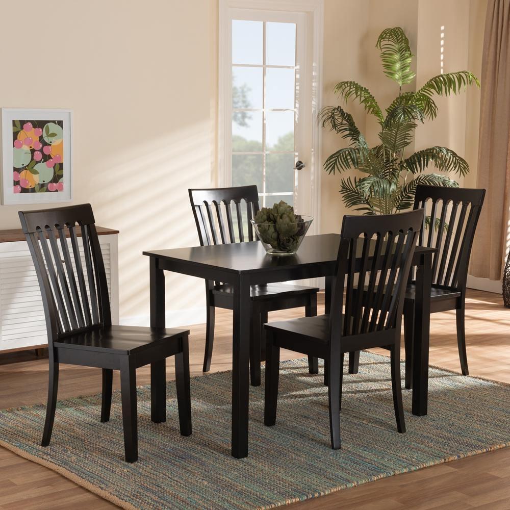 Erion Modern and Contemporary Dark Brown Finished Wood 5-Piece Dining Set FredCo