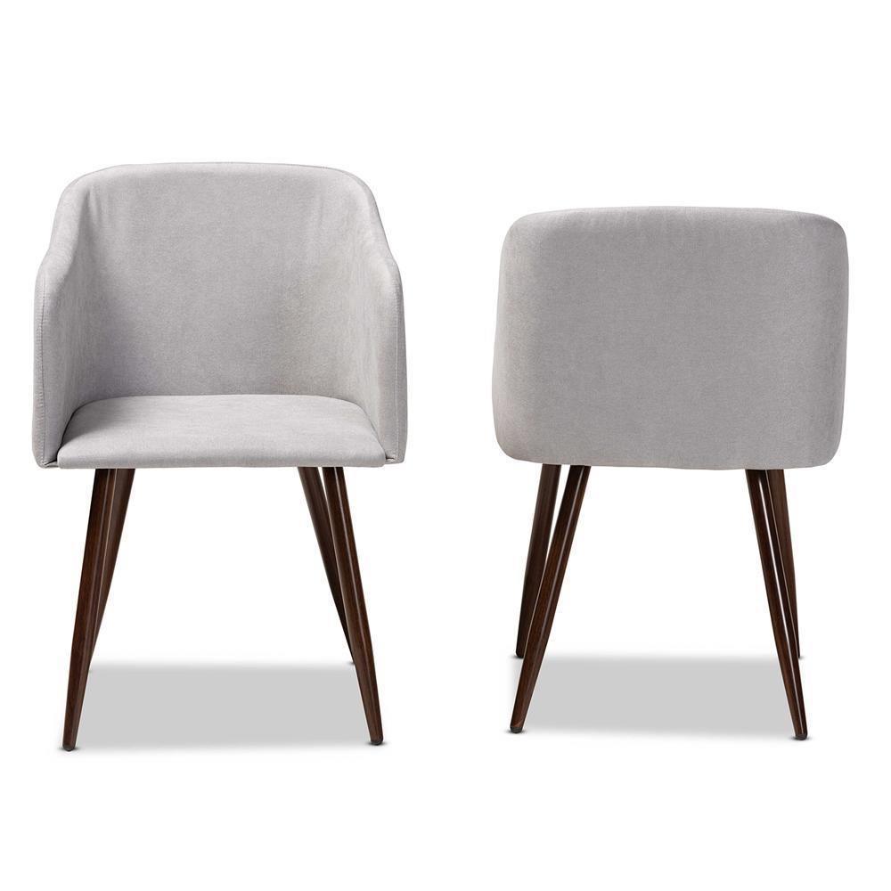 Eris Mid-Century Contemporary Grey Fabric Upholstered and Walnut Finished 2-Piece Dining Chair Set FredCo