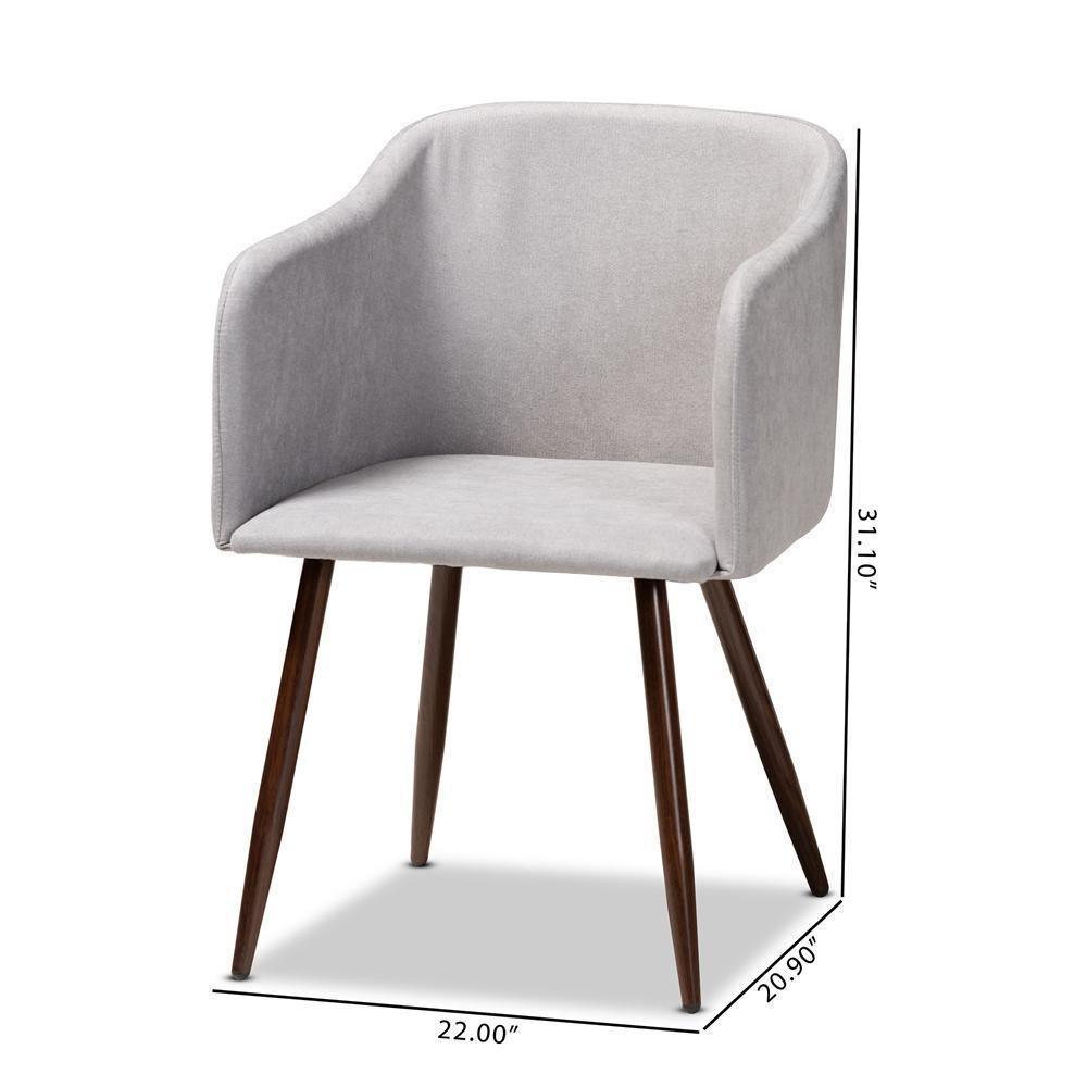 Eris Mid-Century Contemporary Grey Fabric Upholstered and Walnut Finished 2-Piece Dining Chair Set FredCo