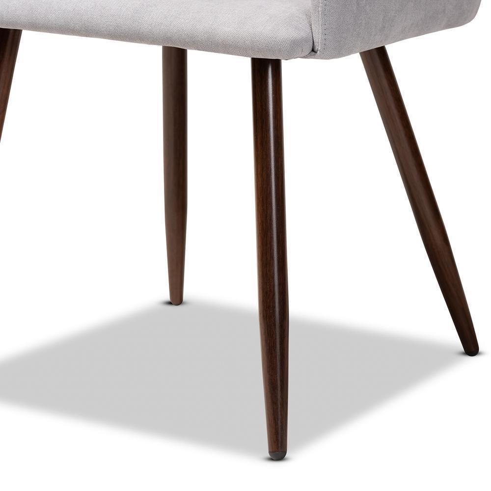 Eris Mid-Century Contemporary Grey Fabric Upholstered and Walnut Finished 2-Piece Dining Chair Set FredCo