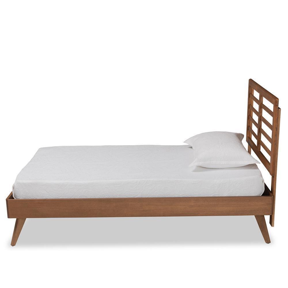 Eris Mid-Century Modern Walnut Brown Finished Wood Twin Size Platform Bed FredCo