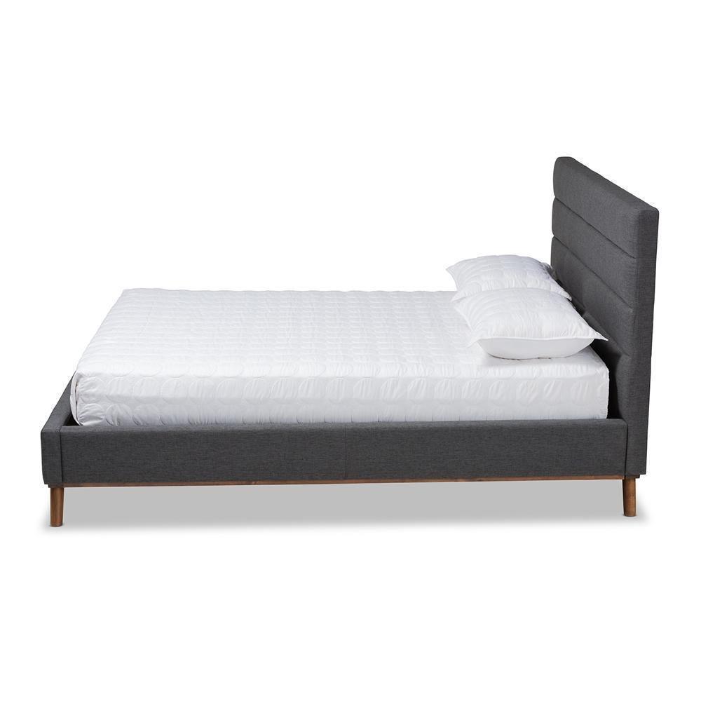 Erlend Mid-Century Modern Dark Grey Fabric Upholstered King Size Platform Bed FredCo