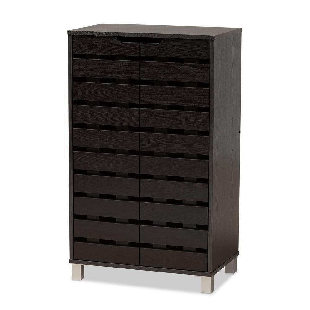 Ernest Modern and Contemporary Dark Brown Finished Wood 2-Door Shoe Storage Cabinet FredCo