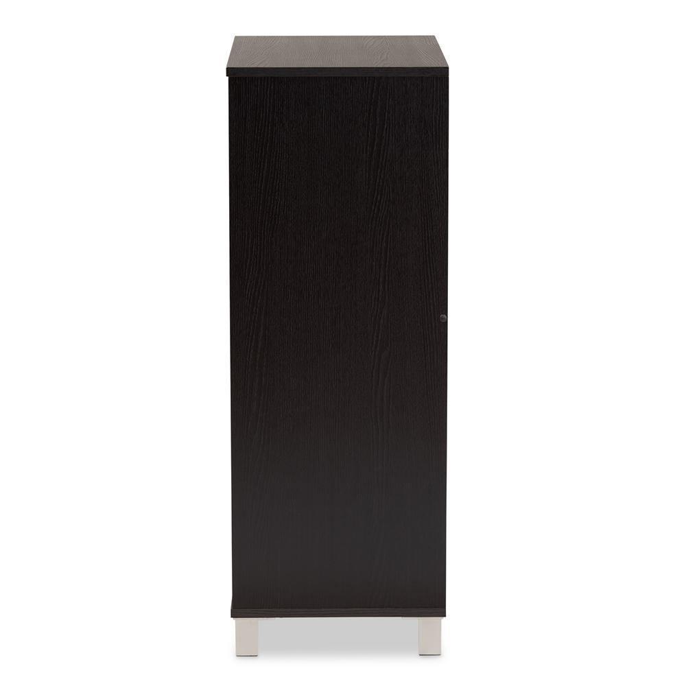 Ernest Modern and Contemporary Dark Brown Finished Wood 2-Door Shoe Storage Cabinet FredCo