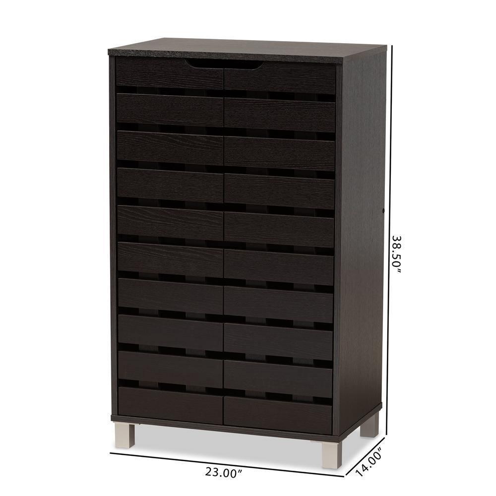 Ernest Modern and Contemporary Dark Brown Finished Wood 2-Door Shoe Storage Cabinet FredCo