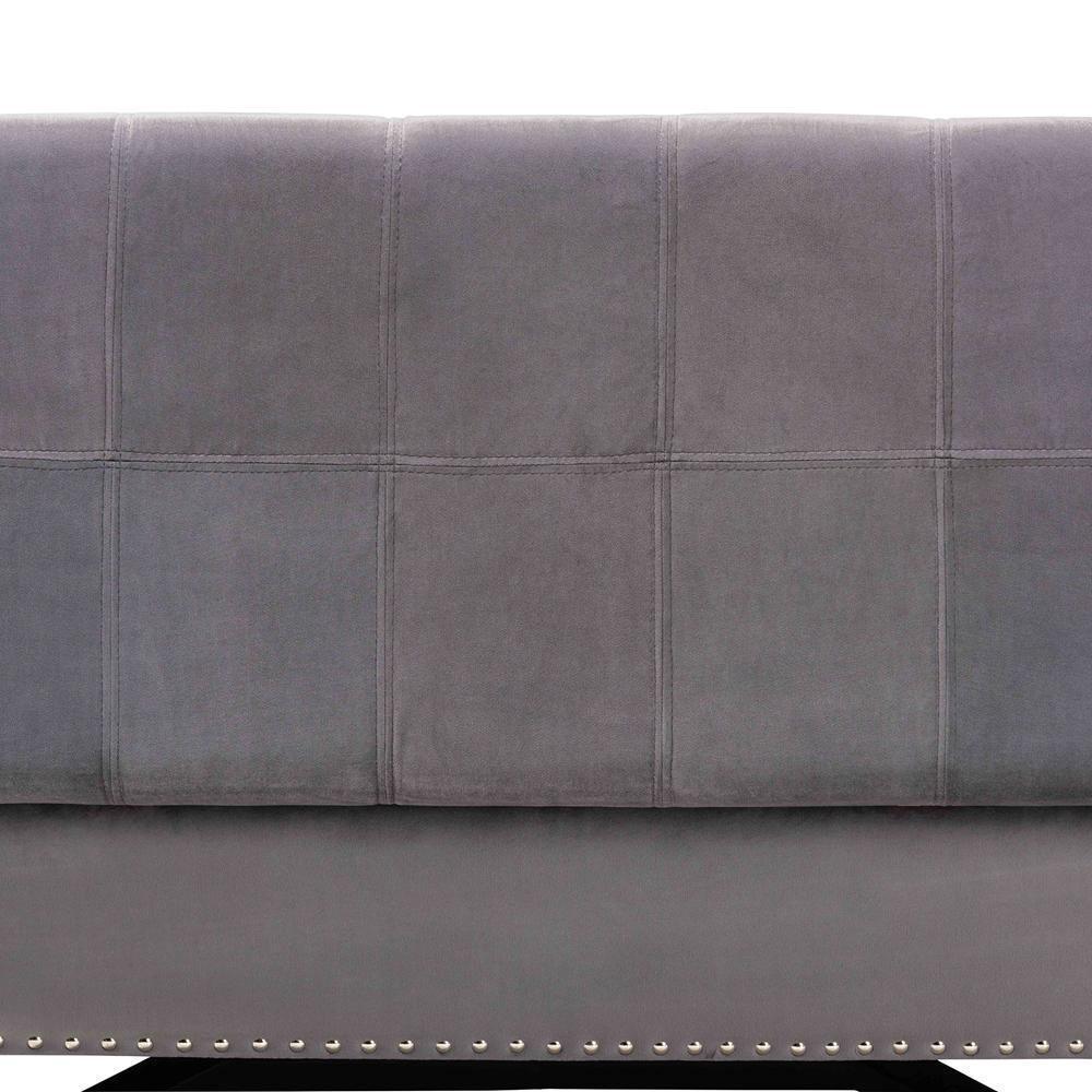 Esther Modern and Contemporary Grey Velvet Fabric Upholstered and Dark Brown Finished Wood Storage Ottoman FredCo