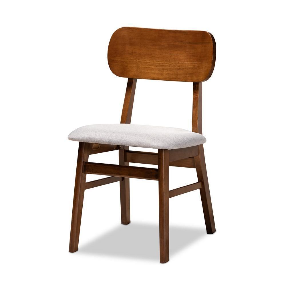 Euclid Mid-Century Modern Grey Fabric Upholstered and Walnut Brown Finished Wood 5-Piece Dining Set FredCo