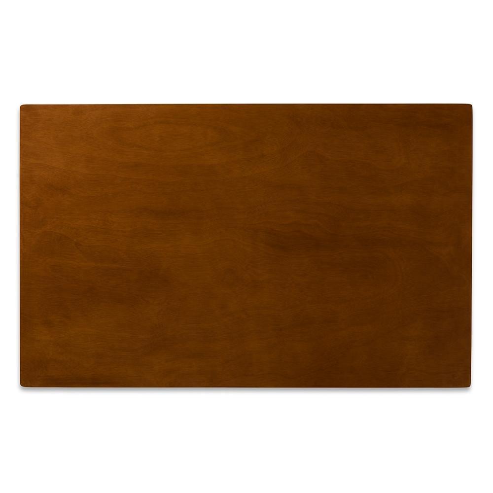 Euclid Mid-Century Modern Sand Fabric Upholstered and Walnut Brown Finished Wood 5-Piece Dining Set FredCo