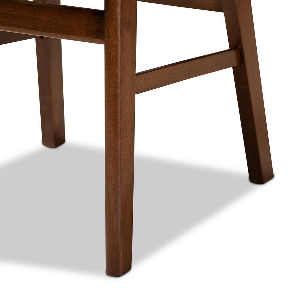 Euclid Mid-Century Modern Sand Fabric Upholstered and Walnut Brown Finished Wood 5-Piece Dining Set FredCo