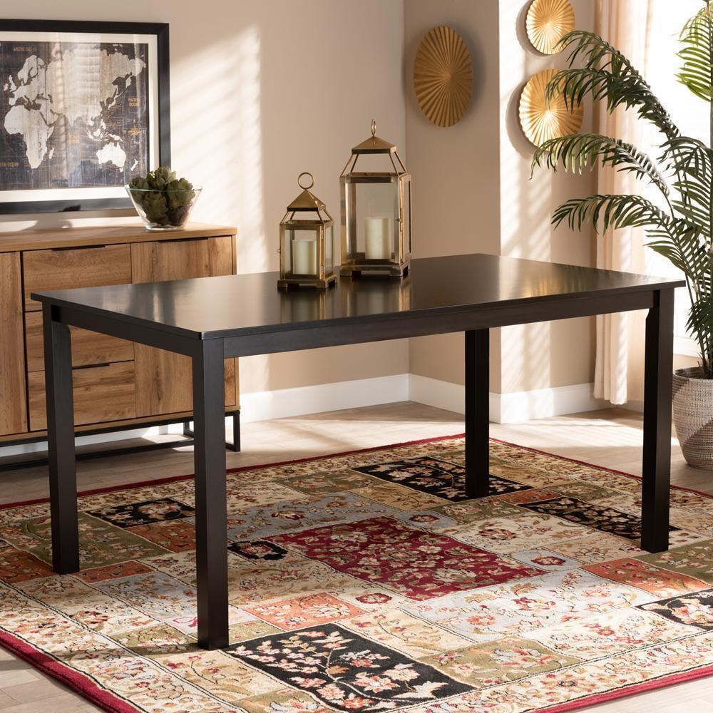 Eveline Modern and Contemporary Espresso Brown Finished Rectangular Wood Dining Table FredCo