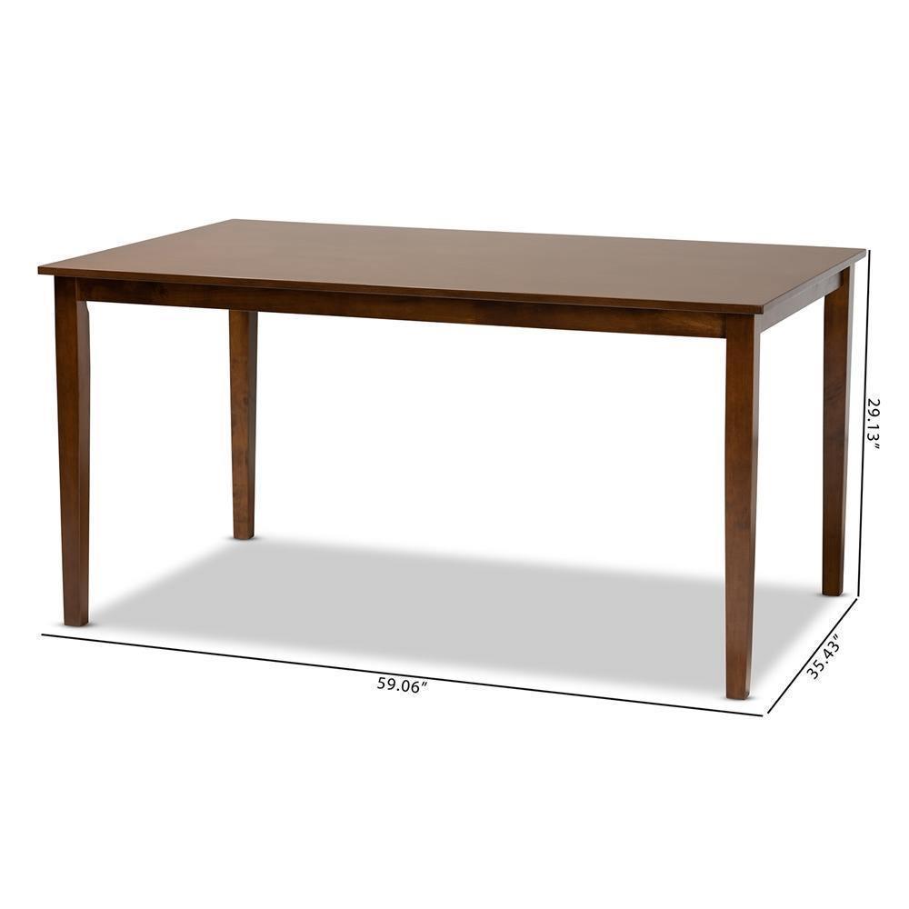 Eveline Modern and Contemporary Walnut Brown Finished Rectangular Wood Dining Table FredCo