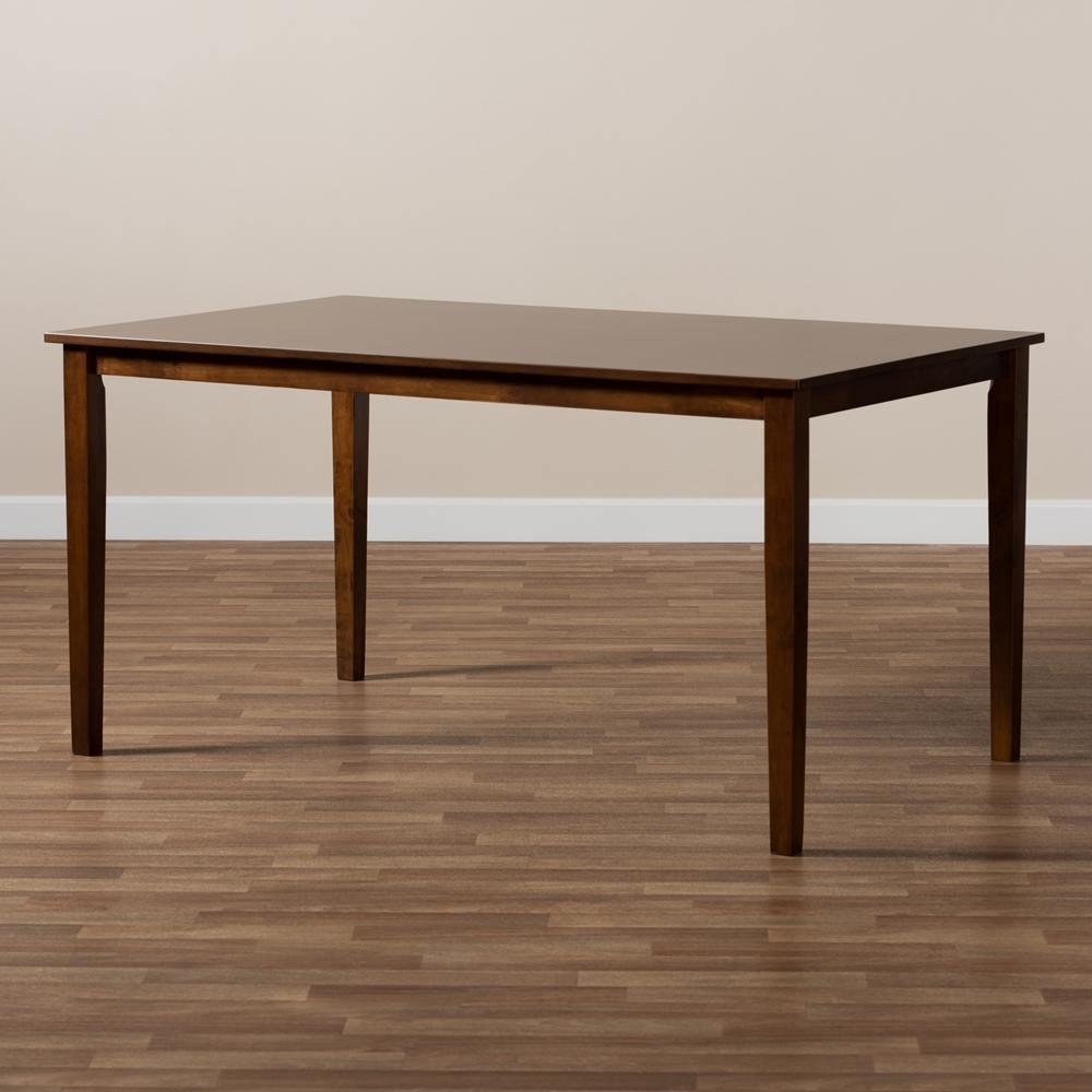 Eveline Modern and Contemporary Walnut Brown Finished Rectangular Wood Dining Table FredCo
