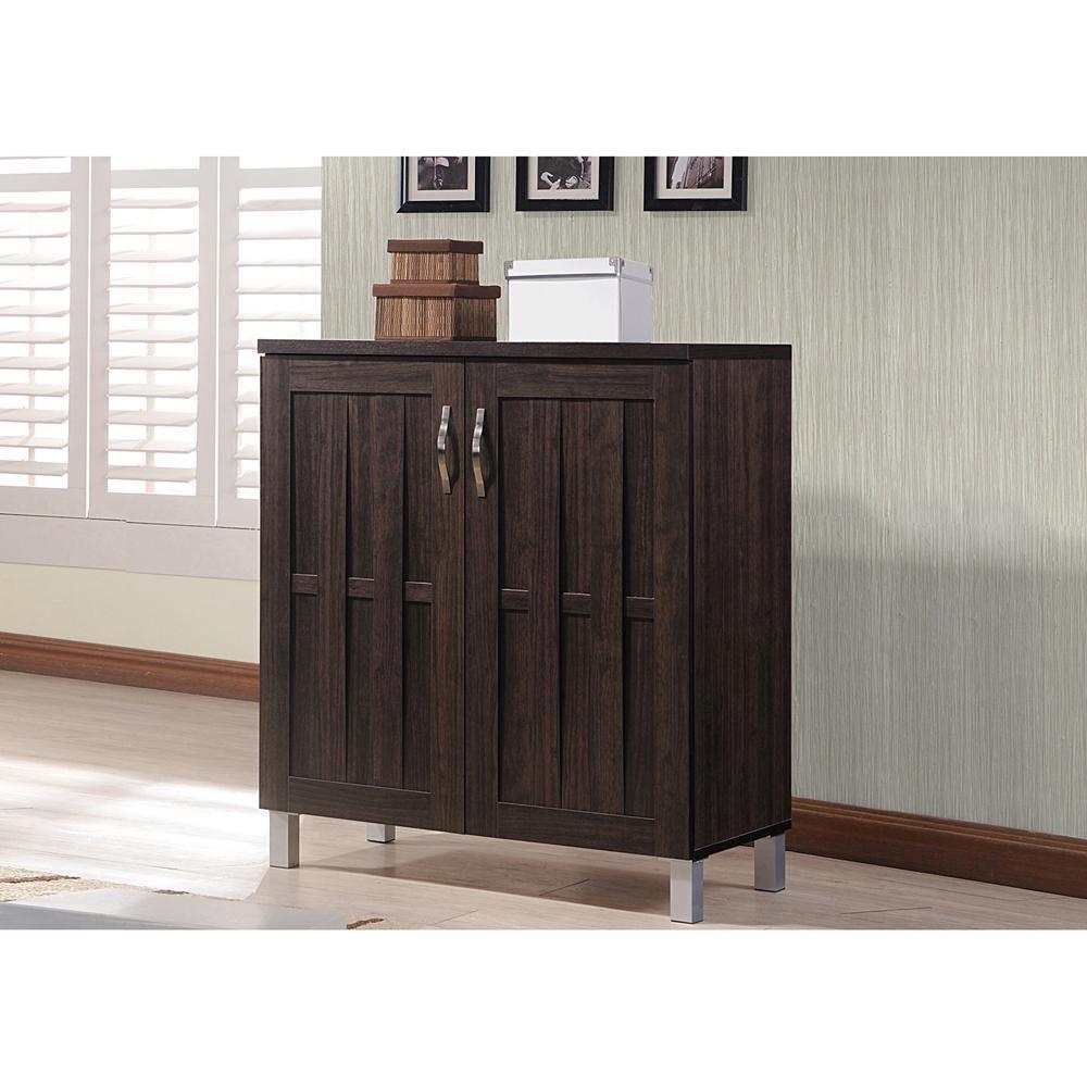 Excel Modern and Contemporary Dark Brown Sideboard Storage Cabinet FredCo