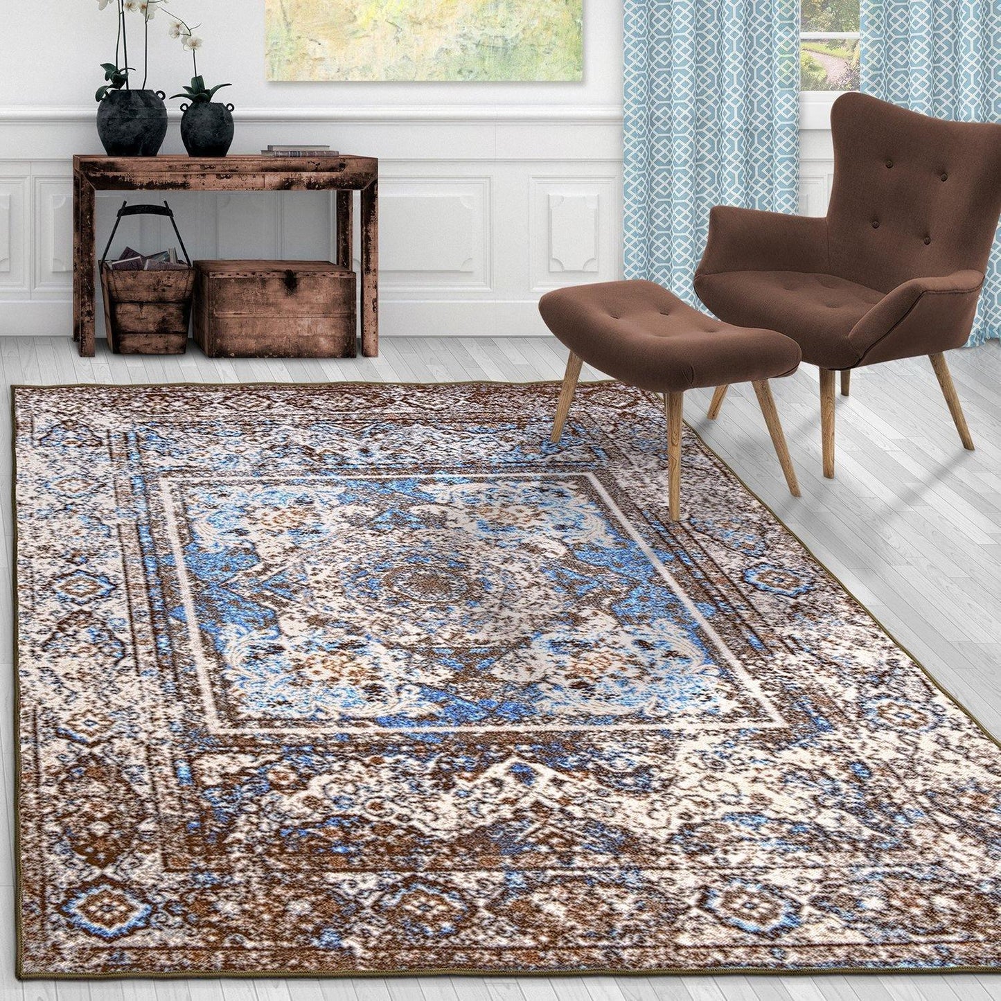 Ezra Non-Slip Foldable Vintage Oriental Rug FredCo
