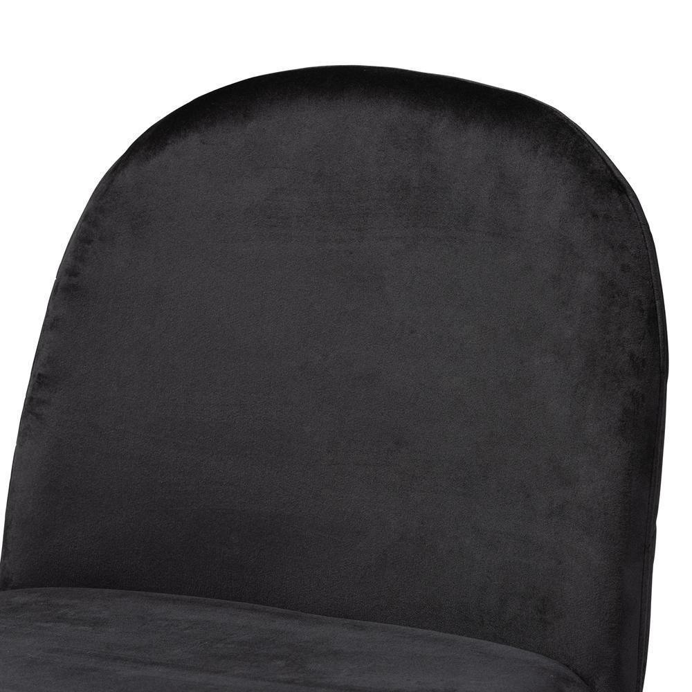 Fantine Modern Luxe and Glam Black Velvet Fabric Upholstered and Gold Finished Metal 2-Piece Dining Chair Set FredCo