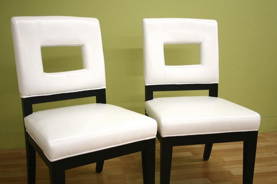 Faustino Cream Leather Dining Chair Set of 2 FredCo