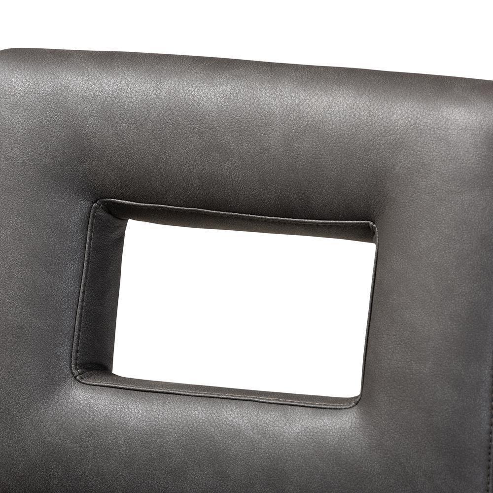 Faustino Modern and Contemporary Grey Faux Leather Upholstered Black Finished Wood Bar Stool FredCo