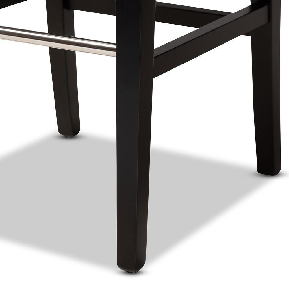 Faustino Modern and Contemporary Grey Faux Leather Upholstered Black Finished Wood Bar Stool FredCo