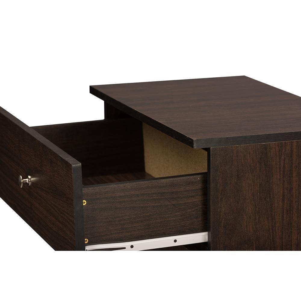 Felda Dark Brown Modern Shoe Cabinet with 2 Doors and Drawer FredCo