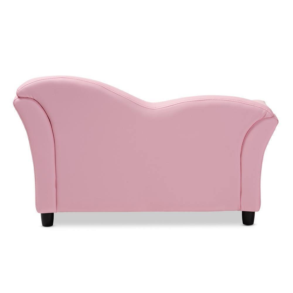 Felice Modern and Contemporary Pink Faux Leather Kids 2-Seater Loveseat FredCo