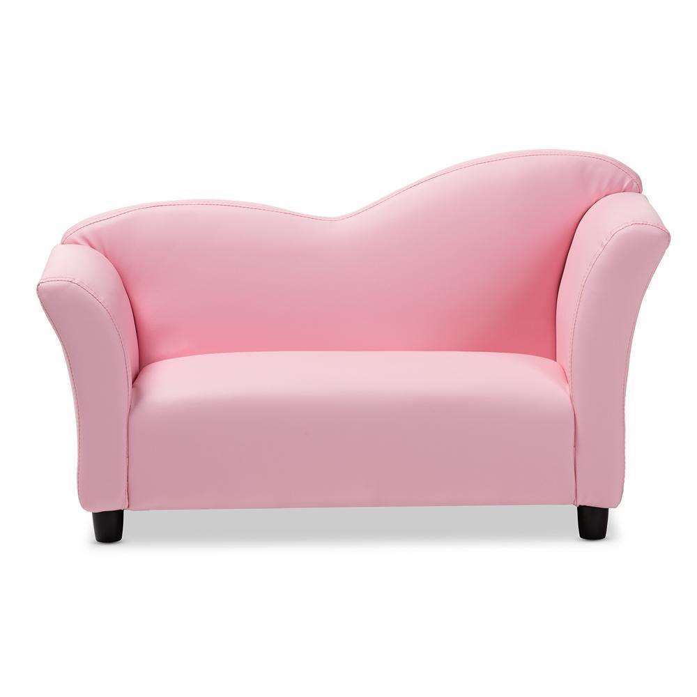 Felice Modern and Contemporary Pink Faux Leather Kids 2-Seater Loveseat FredCo