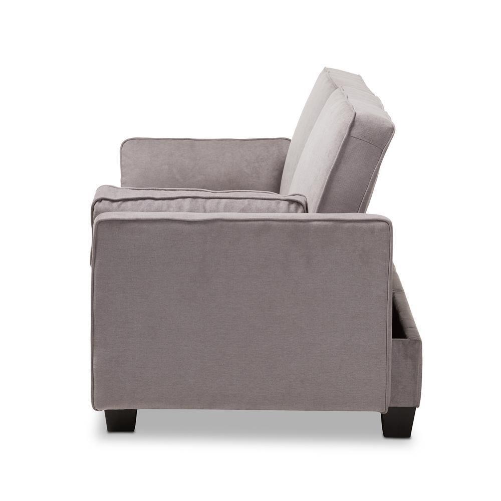 Felicity Modern and Contemporary Light Gray Fabric Upholstered Sleeper Sofa FredCo