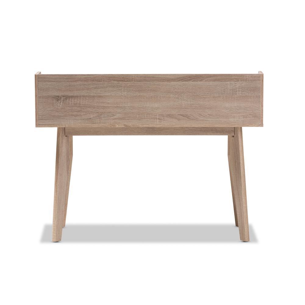 Fella Mid-Century Modern 4-Drawer Oak and Grey Wood Study Desk FredCo