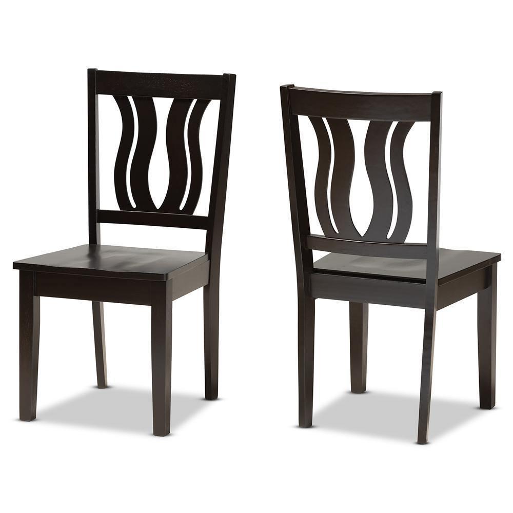 Fenton Modern and Contemporary Transitional Dark Brown Finished Wood 2-Piece Dining Chair Set FredCo