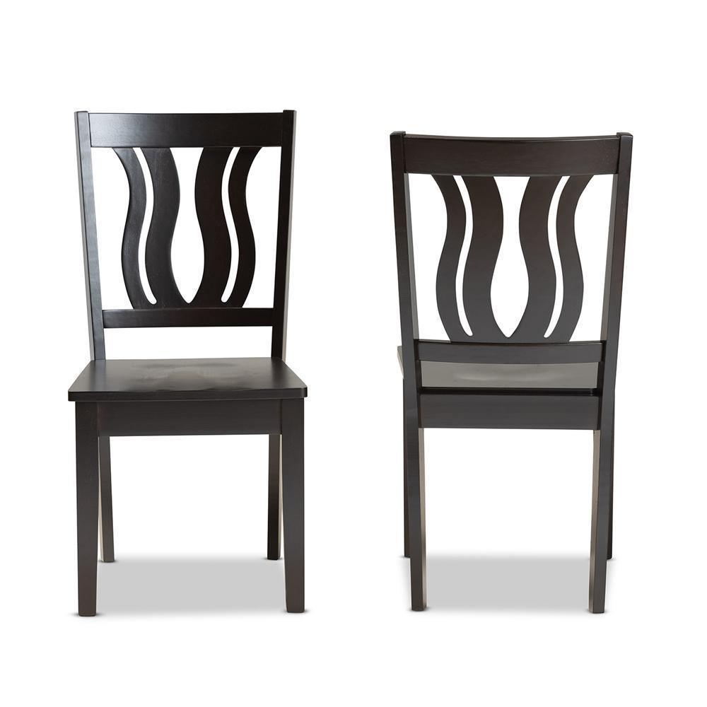 Fenton Modern and Contemporary Transitional Dark Brown Finished Wood 2-Piece Dining Chair Set FredCo