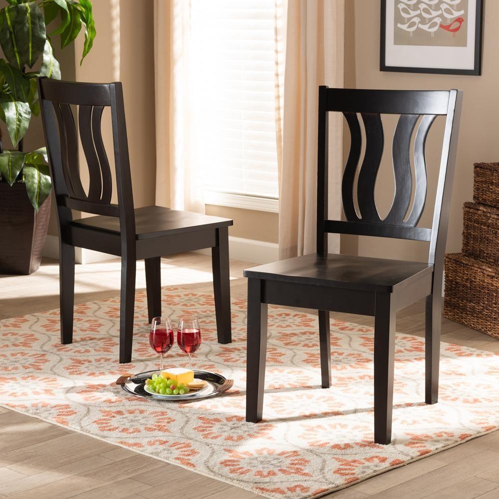Fenton Modern and Contemporary Transitional Dark Brown Finished Wood 2-Piece Dining Chair Set FredCo