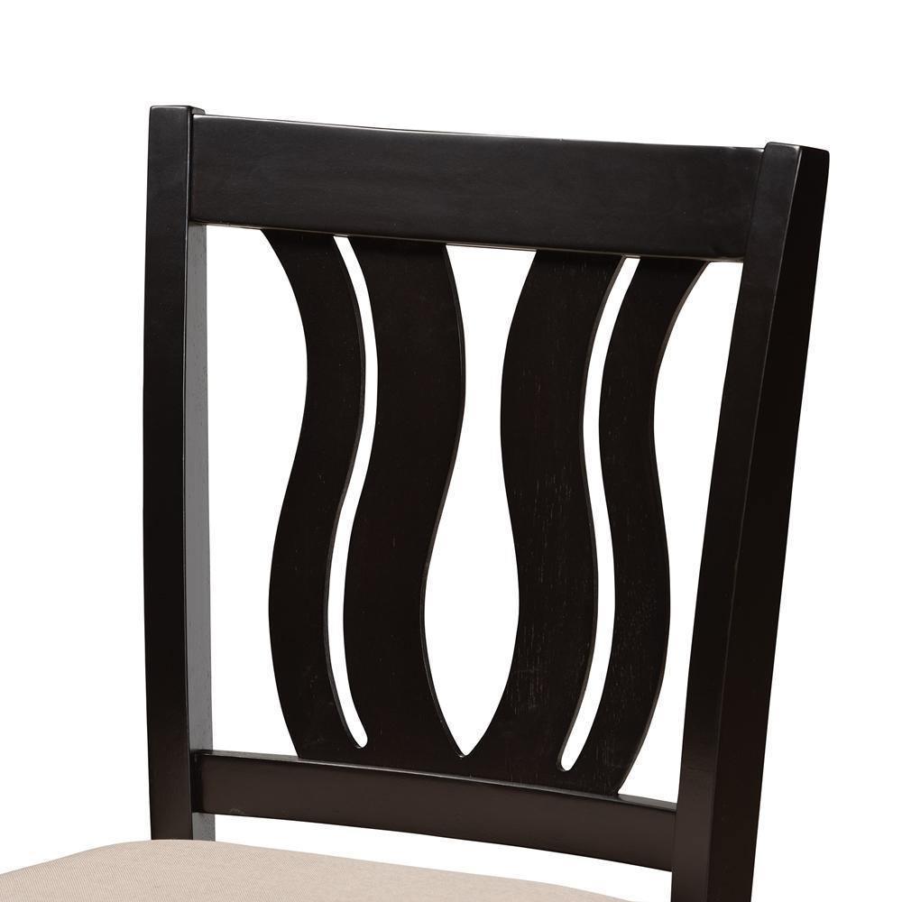 Fenton Modern and Contemporary Transitional Sand Fabric Upholstered and Dark Brown Finished Wood 2-Piece Counter Stool Set FredCo
