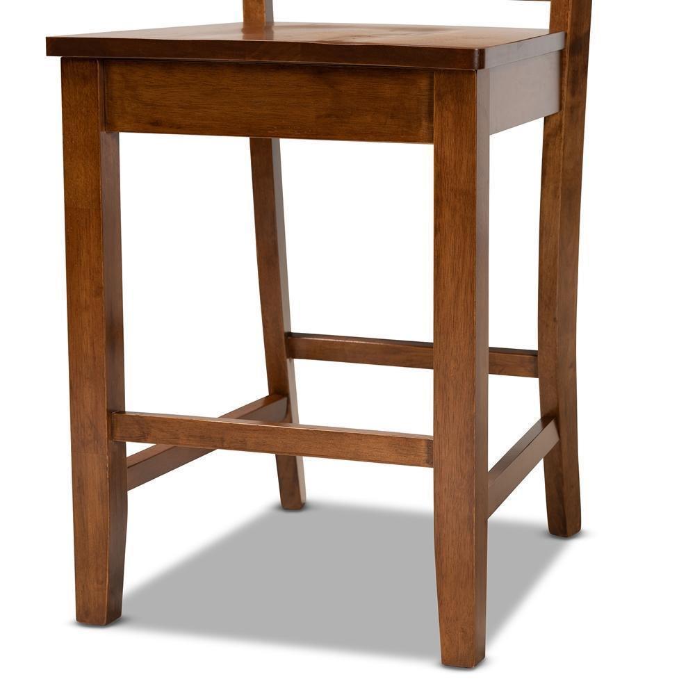 Fenton Modern and Contemporary Transitional Walnut Brown Finished Wood 2-Piece Counter Stool Set FredCo