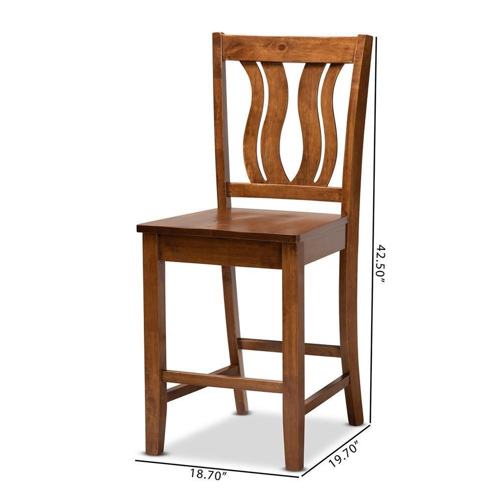 Fenton Modern and Contemporary Transitional Walnut Brown Finished Wood 2-Piece Counter Stool Set FredCo