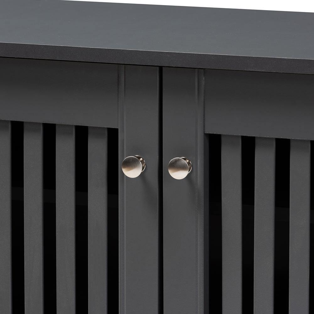 Fernanda Modern and Contemporary Dark Gray 3-Door Wooden Entryway Shoe Storage Wide Cabinet FredCo