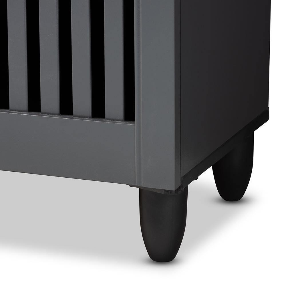 Fernanda Modern and Contemporary Dark Gray 3-Door Wooden Entryway Shoe Storage Wide Cabinet FredCo