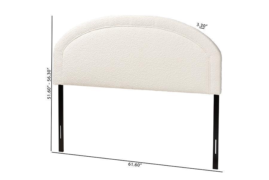 Fiana Modern Cream Boucle Fabric Queen Size Headboard FredCo