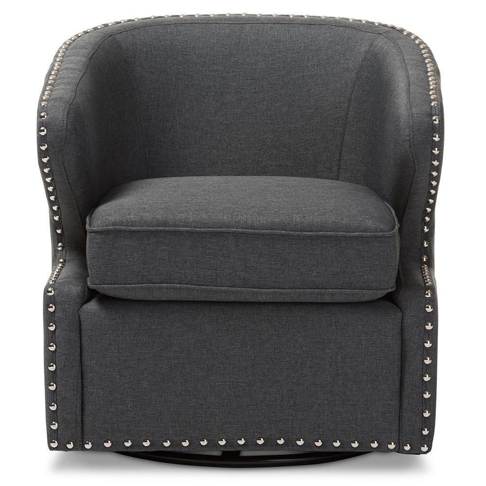 Finley Mid-century Modern Grey Fabric Upholstered Swivel Armchair FredCo