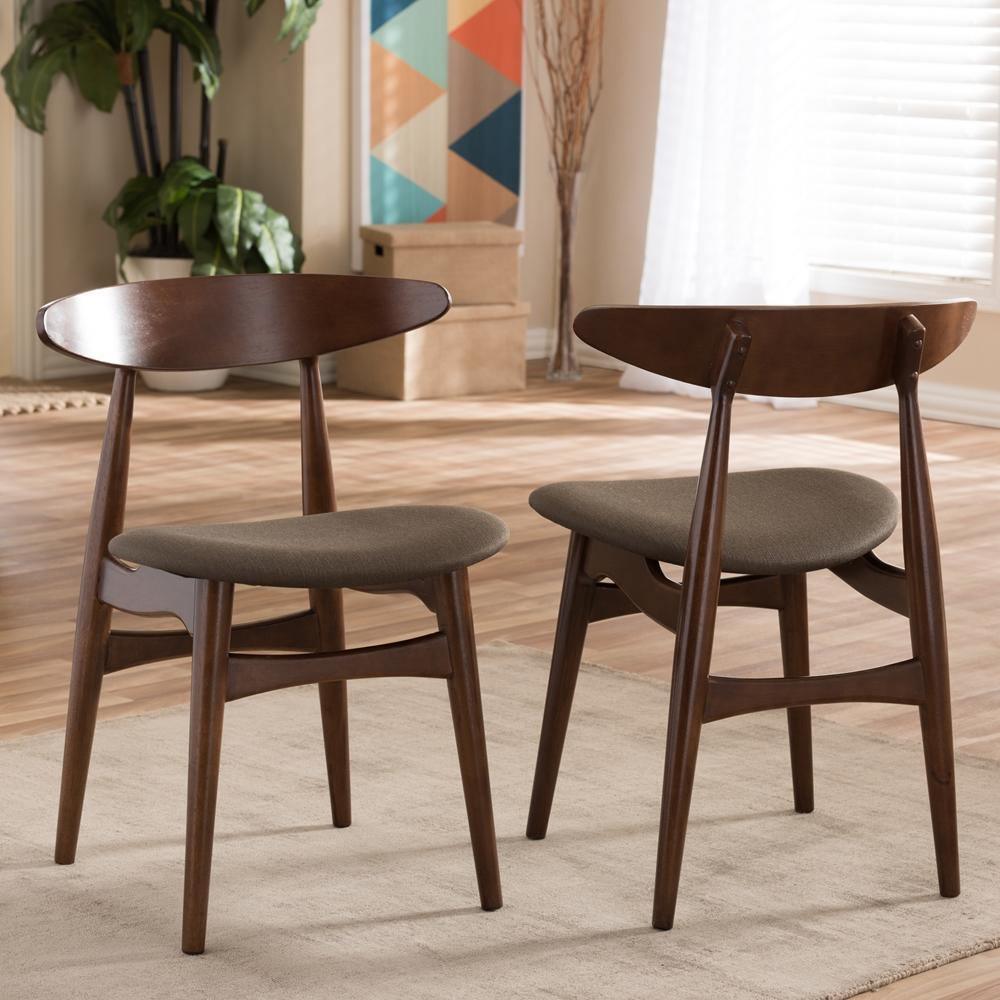 Flamingo Mid-Century Dark Walnut Wood Dining Chair (Set of 2) FredCo