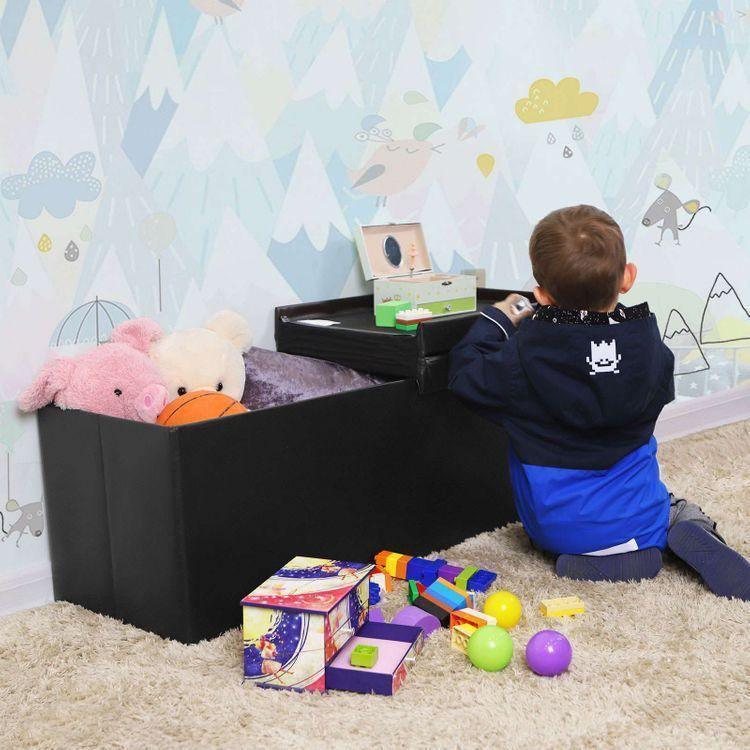 Flipping Lid Ottoman Bench 43” Black FredCo