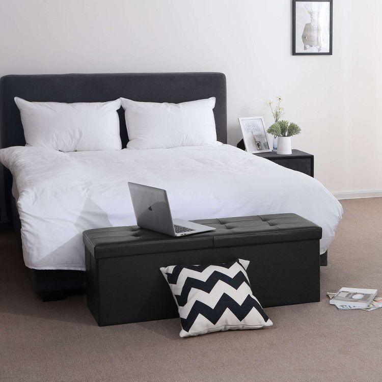 Flipping Lid Ottoman Bench 43” Black FredCo