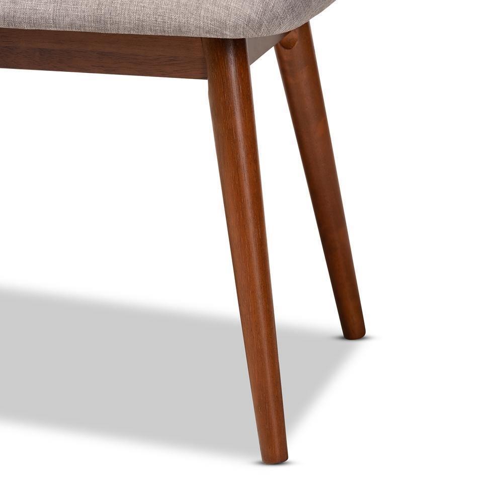 Flora II Mid-Century Modern Light Grey Fabric Upholstered Medium Oak Finished Wood Dining Bench FredCo