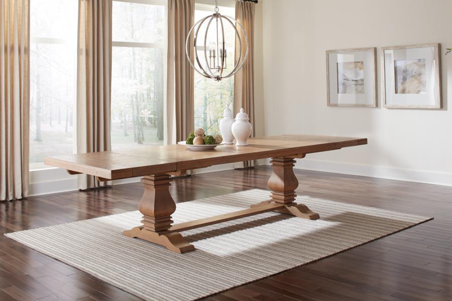 Florence Double 42" Pedestal Dining Table Rustic Smoke Coaster FredCo