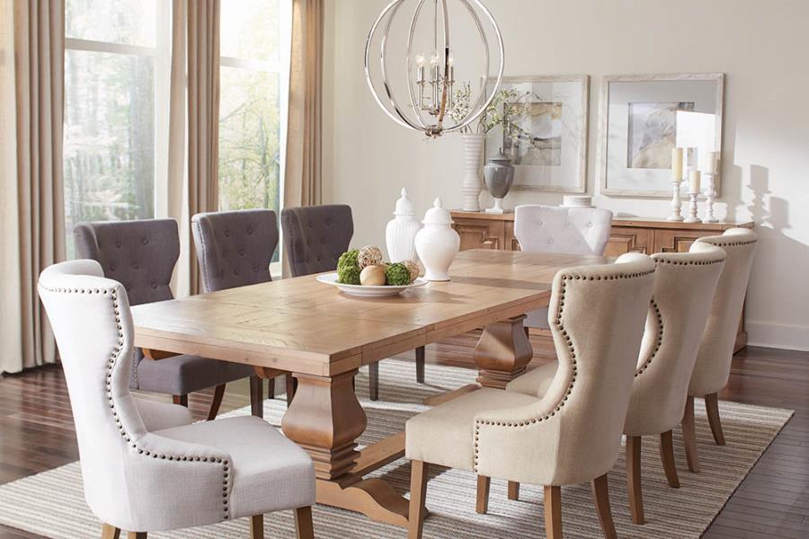 Florence Double 42" Pedestal Dining Table Rustic Smoke Coaster FredCo
