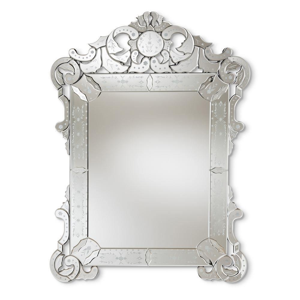 Floriana Classic and Traditional Silver Finished Venetian Style Accent Wall Mirror FredCo
