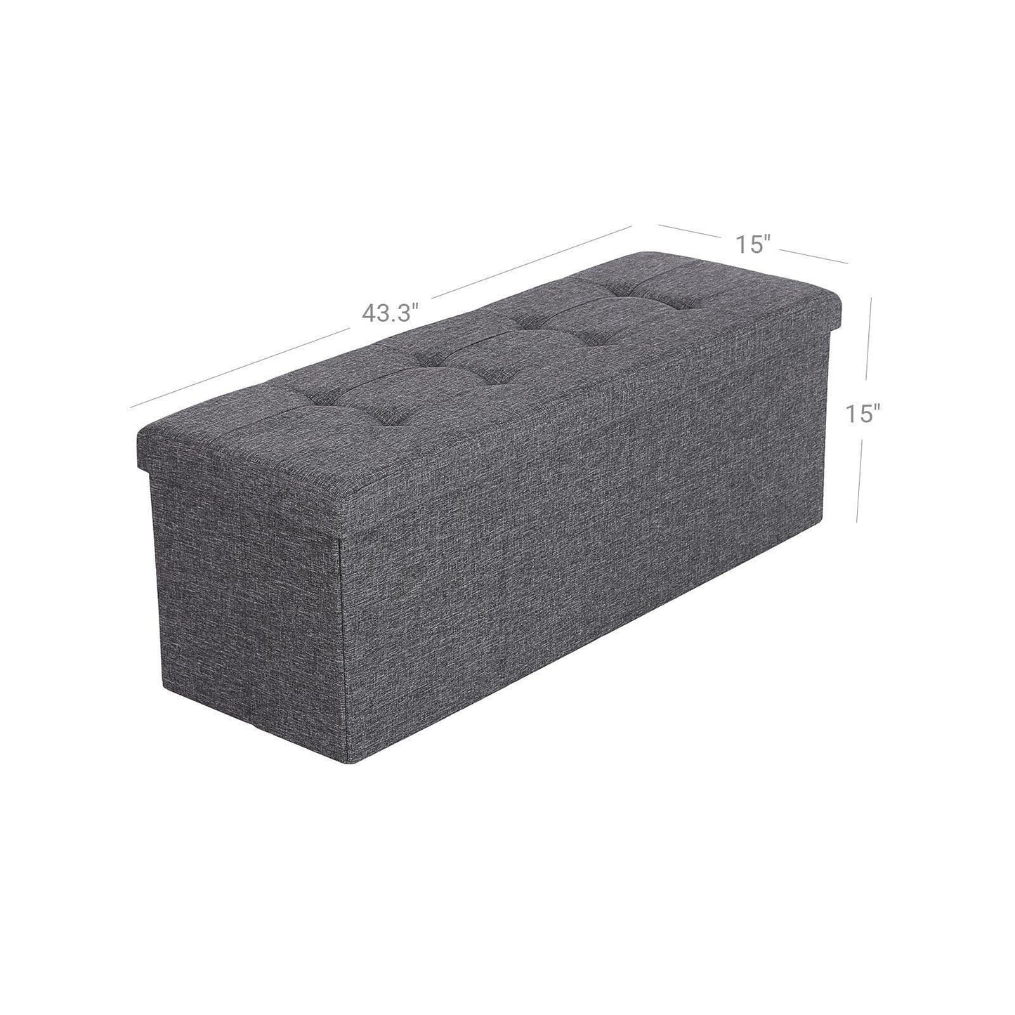 Folding Storage Ottoman Bench, Dark Grey FredCo