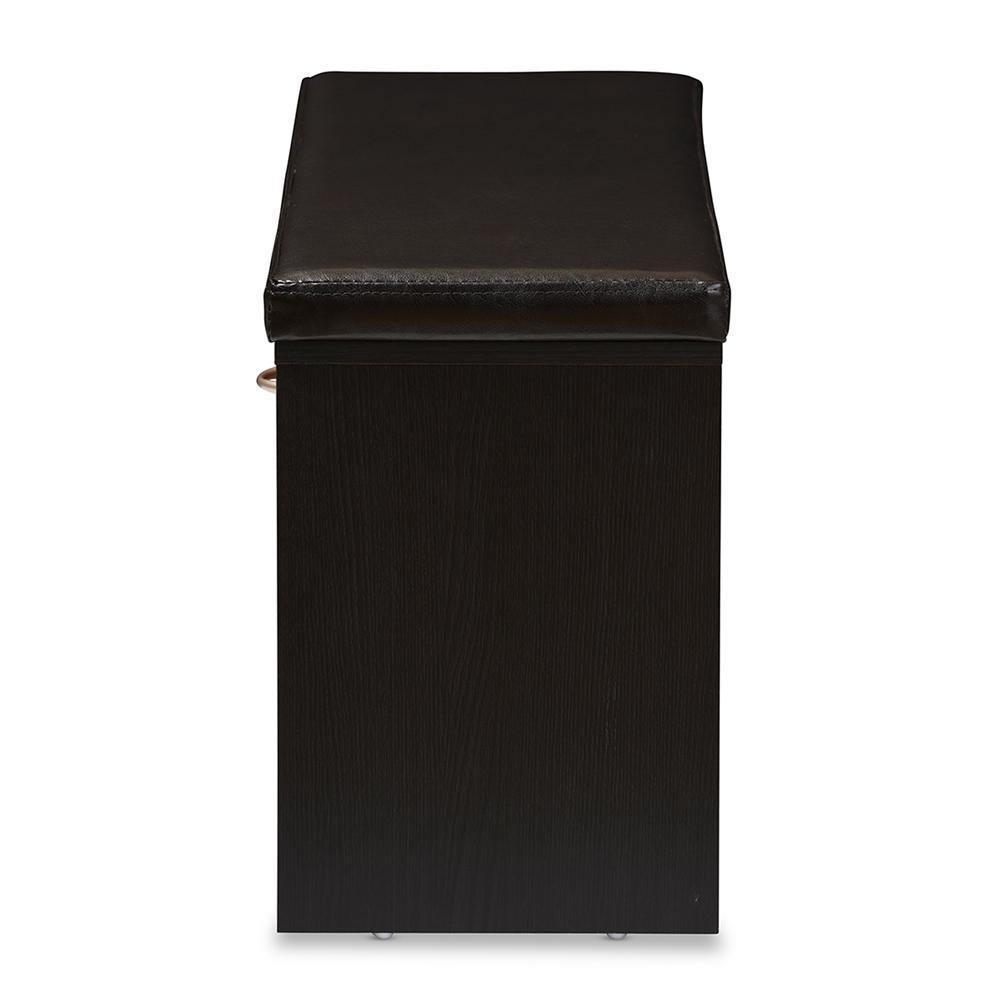 Foley Modern and Contemporary 2-tone Dark Brown and Oak Finishing Entryway Storage Cushioned Bench Shoe Rack Cabinet Organizer FredCo